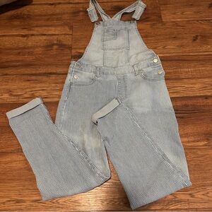 Jordache Blue and White Striped Overalls Kids XL EUC